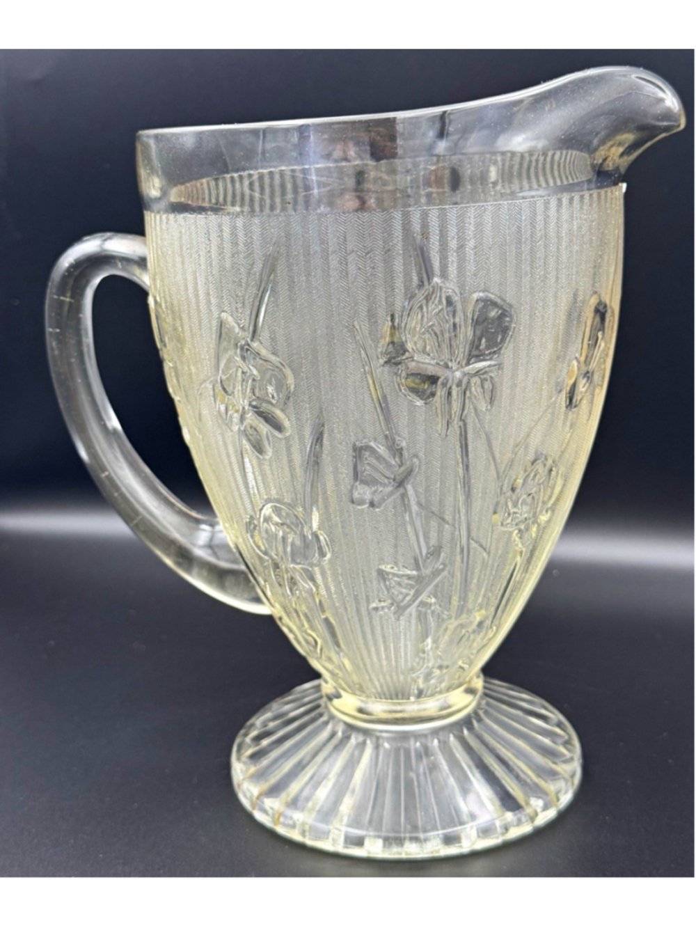 Gorgeous Iris & Herringbone Pitcher - Cottagecore Grandmacore Fairycore